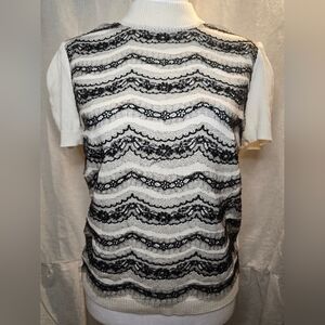 Valentino   Black and White Lace Blouse